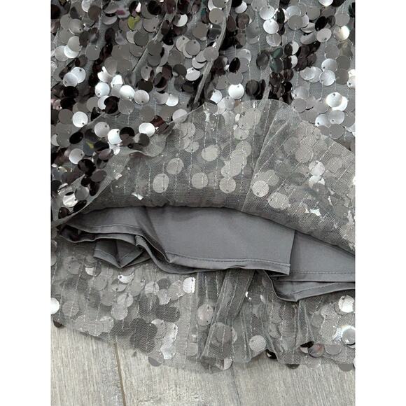 NWT Rachel Parcell Girls Silver Sequin Elastic Waist Lined Mini Skirt Size 4 - Picture 4 of 9